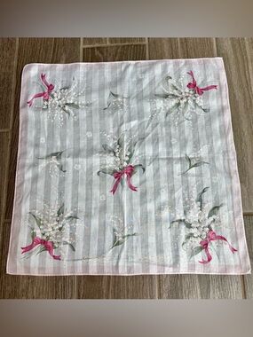 Christian Dior Floral Lily of the Valley Scarf/Handkerchief/Bandana Sz 18.75”